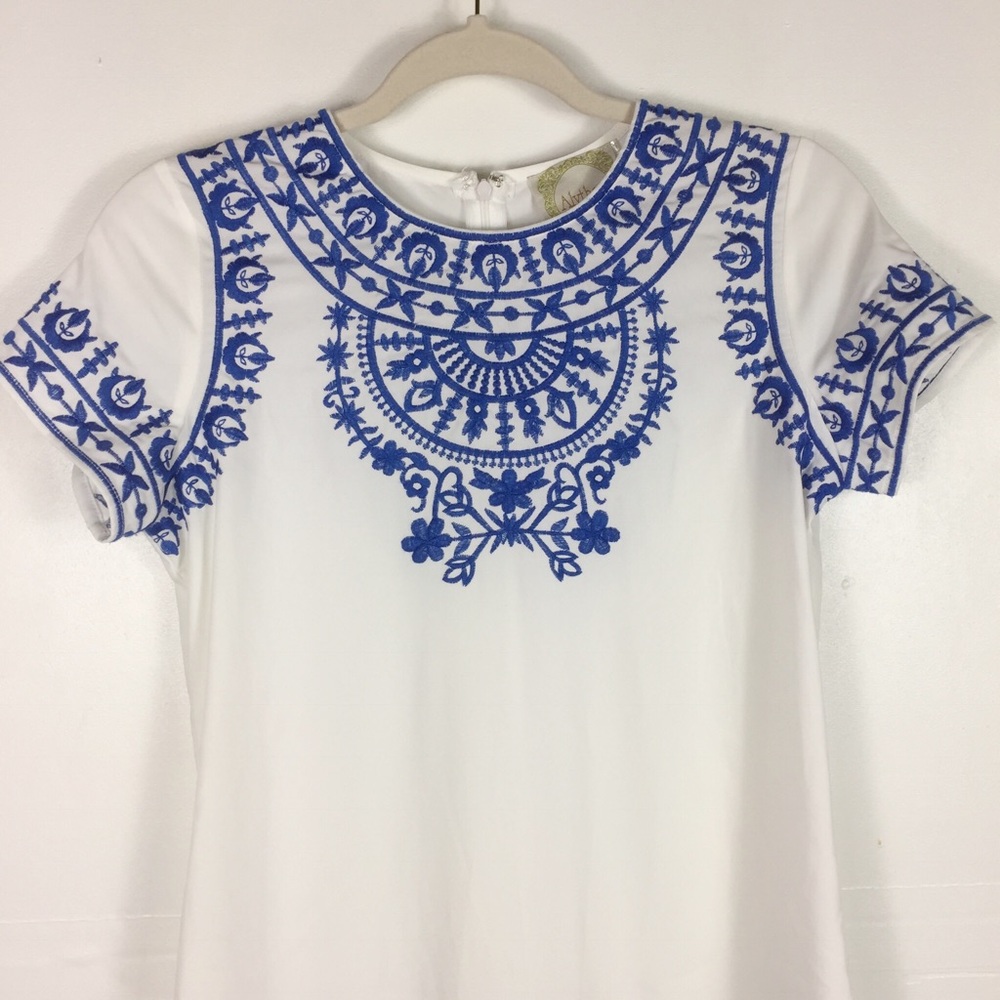Alythea White Embroidery Sheath Mini Dress B6 - Picture 3 of 8